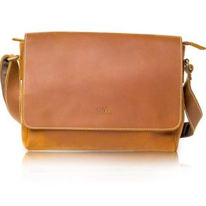 KAY EXCEED DESIRE Leather Messenger Bag 12Inch Vintage Briefcase Satchel